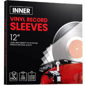 75 Pack Vinyl Inner Sleeves – 12-inch Vinyl Record Sleeves – 1.18mil Thick Rice Paper Vinyl Record Storage Inner Sleeves for Vinyl Records – Anti-Static Vinyl Record Sleeves Inner, Moisture Protection