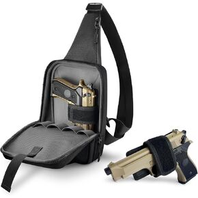 Premium Conceal Carry Sling Bag for Men with Quick Access Pull Tab and 4 Accessory Slots — CCW Sling Bag for Men with Waterproof Heavy Duty Zippers — Durable Adjustable Holster Included