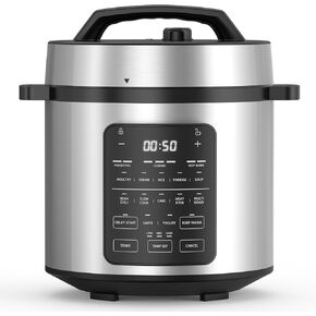 Sweetcrispy 6 QT Electric Pressure Cooker 12-in-1 Multi Electric Cookers, Rice Steamer Yogurt Maker Stainless Steel, New Sliver