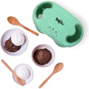 Total Chef Deluxe Double Treat Ice Cream Maker, 1.1 qt (1L), Green, Make 2 Flavors at Once of Frozen Yogurt, Sorbet, Gelato in Your Home Freezer, Takes 4 x AA Batteries (Sold Separately)