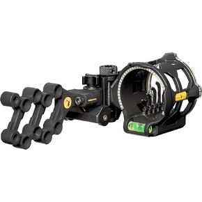 Trophy Ridge Peak 5 Pin Bow Sight - Vertical in-Line Pin Technology, Tool Less Windage and Elevation Adustability, 2nd Axis Leveling, Adjustable Rheostat Light, Glow Ring