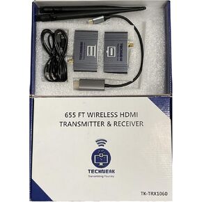 Plug & Play Wireless HDMI Transmitter and Receiver 650ft Range 4k Decode 1080p for Streaming Video + Audio to/from Camera, Phone, Laptop, Projector, PC, Surveillance System, TV, Xbox etc