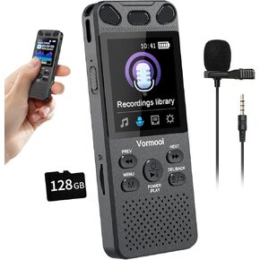 160GB Digital Voice Recorder with Playback - 110 Hours Ultra-Long Continuous Recording, Vormooi 1536Kbps Voice Activated Audio Recorder with External Microphone for Lecture Interview Meeting