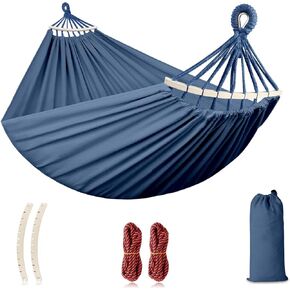 Outerman Camping Portable Hammocks (Max 550lb) Upgraded Thickened Canvas Fabric, Two Anti Roll Balance Beam and Sturdy Metal Knot Tree Straps for Travel, Beach, Backyard etc.
