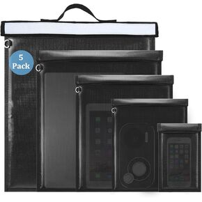 5 Pack Faraday Bags, Extra Large Faraday Bag for Laptops & Tablets & Radio & Car Keys, Waterproof & Fireproof Faraday Cage with Reflective Strip, Anti-Theft Faraday Key Fob Protector