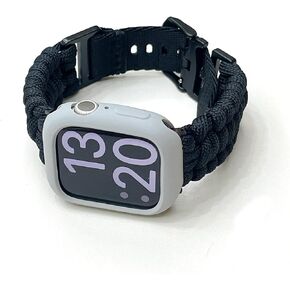 Paracord Sports و Silicone Case متوافق مع Apple Watch Band 38mm 40mm 41mm 42mm 44mm 45mm 49mm 46mm ، حزام قابل للتعديل مع Iwatc Series 10 9 Ultra 8 7 6 5 4 3 2 1 SE