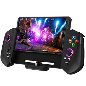 Switch Controller for Nintendo Switch/OLED, Wired Switch Pro Remote Controller with Hall Effect Joystick and RGB/Turbo/4 Game Slot/Dual Motor,Handheld Joypad Replacement for Nintendo Switch Controller