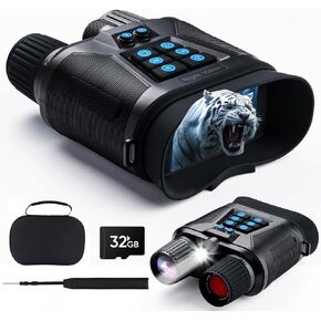 Night Vision Goggles - 4K Night Vision Binoculars for Adults, 5000mAh Battery Infrared Binoculars with 3'' Large Screen, Flashlight, 32GB Card, 8X Digital Zoom