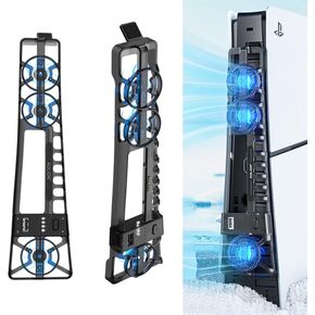 مروحة التبريد لـ PS5 Pro/PS5 Slim/PS5 مع مصباح LED ، نظام PlayStation 5 Pro Fan Cooler ، السرعة القابلة للتعديل (وضع 3 سرعات) ، مع مروحة تبريد OUSB Port Port in Kuwait