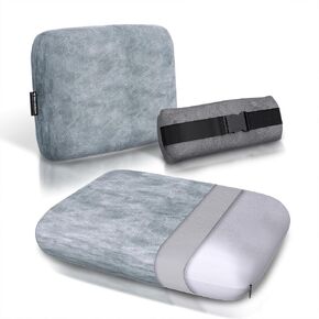 Cooling Memory Foam Travel Pillow for Outdoors, Road Trips & Flights - Velvet Plush Compact Travel Pillow Memory Foam & Case - Camping Pillows for Sleeping - Lightweight Backpacking Pillow