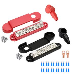 2 PCS Marine Bus Bar 12V 150A Power Distribution Block, M6 Stud, 12 Volt Automotive Marine Battery Busbar Terminal Block with Cover
