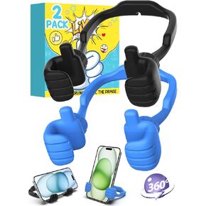Easter Basket Stuffers for Teen Boys Girls Cell Phone Stand: 2 Pack UPGRADE Adjustable Thumbs Up Lazy Phone Holder for Desk Fun Birthday Gifts Easter Gifts for Adults Toddlers Women Men Wife Kids