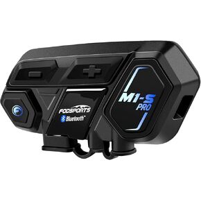 Fodsports Motorcycle Bluetooth Intercom with Music Sharing, M1S Pro 2000m 8 Riders Group Helmet Communication System Headset Universal Interphone (Waterproof/Handsfree/Stereo Music/GPS/1 Pack)