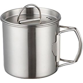 500ML Outdoor Steel Kettle Picnic Camping Hanging Pot, Portable Coffee Pot Teapot Camping Cooker With Foldable Handle, Lid Scale for Hiking Camping Trip