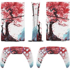 Sticker Skin for Model 5 Slim Disc Cherry Tree Blossom Skin Accessories Cover Skins Anime Vinyl Cover Sticker Full Set for Model5 Slim Disk Edition