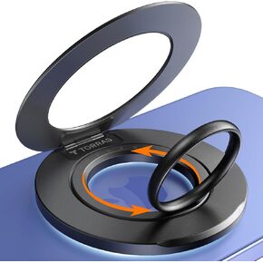 TORRAS 2025 Newest Thin Fit for MagSafe Phone Grip Ring Holder [Dual-Ring] Compatible with Popsocket MagSafe Kickstand Magnetic for iPhone 16/15/14/13/12/11 Samsung, Google Accessories, Black