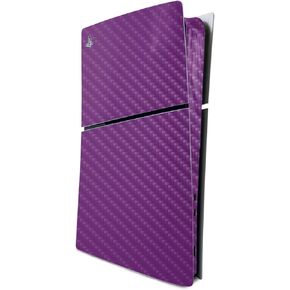 MightySkins Carbon Fiber Skin for PS5 Playstation 5 Slim Digital Edition Console Only - Solid Purple Protective, Durable Textured Carbon Fiber Finish Easy to Apply Made in The USA