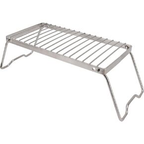 Folding Campfire Grill, Stainless Steel Camping Grill Grate with Foldable Legs, Adjustable Height Thicker Camp Fire Cooking Racks for Outdoor Camping Cooking