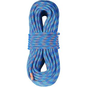 VEVOR 10.2mm Dynamic Climbing Rope, 50M(164ft) Outdoor Rock Climbing Rope 25KN Breaking Tension, Stretchable Fiber Rope with Steel Snap Hooks for Escape, Rappelling, Fire Rescue, Blue