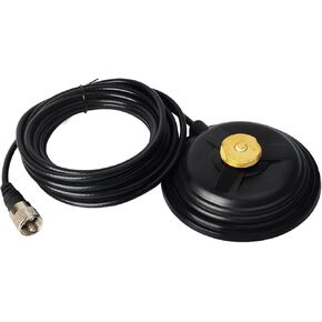 NMO Mount Magnetic Base Station, Suction Mobile Radio Base Antenna Extension, W/5M(16.4ft) Low Loss RG58 Coaxial Cable PL259 Connector for Car/Bus/Taxi CB VHF UHF HF Mobile Radio Antennas
