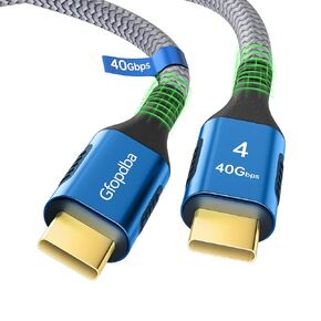 20Gbps for Long Thunderbolt 4 Cable 15FT, 240W Charging, 5K@60Hz, 4K@60Hz, USB C Display Cable, USB4 Cable for iPhone 16/15 Series, MacBook Air, iPad, Samsung