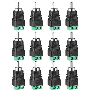 RCA Plugs for Speaker Wire, RCA to AV Screw Terminal Connector, Phono RCA Male Plug Solderless Converter Audio/Video Speaker Wire Connectors Solderless Adapter(12 Pack)