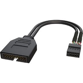 LINKUP - USB 3.2 Gen 2 (USB 3.1) Internal Adapter 20-Pin Motherboard Header Male to Female 10Gbps for PC USB-A Ports - Right Angle Type - Black 24cm