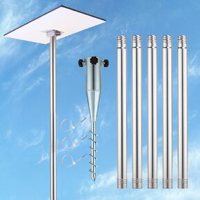 Starlink Gen 3 Pole Mount, Starlink Pole Mounting Kit, 9ft Starlink Ground Pole Mount Kit Features a Durable 1.5'' Diameter Pole with No Dig Ground Anchor, Suitable for Starlink Gen V3