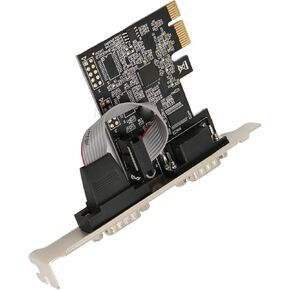 PCIE RS232 Expansion Card PCIe Serial Host Controller Card with 2 Port PCI Express RS232 DB9 Serial Port, ASIX AX99100 Chip, Support for Windows