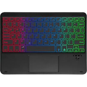 Universal Touchpad Rainbow Backlit 7-Colors Slim Portable Wireless Bluetooth 3.0 Keyboard for iOS iPad Pro, Air, Mini, Android, Windows Tablet Smartphone, Built in Rechargeable Battery (Black)