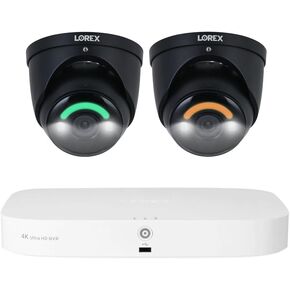 Lorex Fusion 4K 16 Camera Capable (8 Wired and 8 Wi-Fi) 2TB PoE NVR System w/ 2 Dome IP Cameras - Smart Security Lighting & Smart Motion Detection, Active Deterrence, Color Night Vision, IP67 (Black)