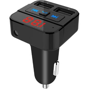 3IN1 Bluetooth Car Adapter Transmitter,5.0 Bluetooth FM Transmitter for Car, Bluetooth Radio Transmitter for Car Mp3 Player,Bluetooth FM Transmitter HandsFree,2 USB Charge,AUX Input