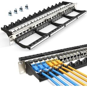 Patch Panel 24 Port Blank Keystone Jack Front Cable Rack Smart Cable Management for 19 inch Rack Mount (Blank Patch Panel)