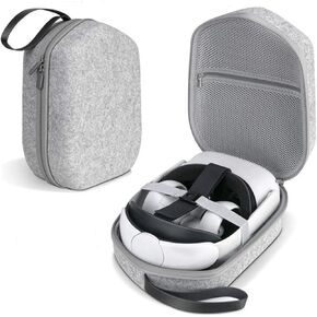 VR Glasses Storage Bag, EVA Anti Scratch Portable VR Gaming Glasses Carrying Case VR Accessories Hard Carrying Case Travel Storage Bag Replacement Fit for Quest 2, Grey