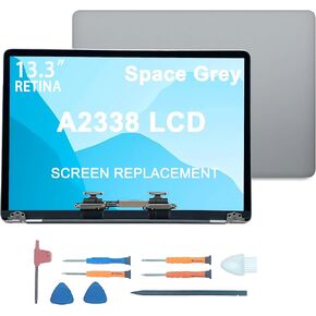 13.3" A2338 Laptop LCD Screen Full Replacement Assembly,for Replacement of MacBook Pro M1 M2 Retina EMC3578 EMC8162 MYD83 MYD92 MYDA2 MYDC2 MNEQ3 Broken Screen(A2338 Silver)