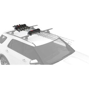 YAKIMA ReelDeal Padded Fishing Pole Rod Roof Rack Mount, 4 Ski and 2 Snowboard Holder with Universal Mounting Hardware and SKS Locks, Black