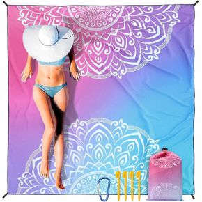 AISPARKY Beach Blanket Waterproof Sandproof Oversized 79" X 83" Lightweight Quick Drying Outdoor Vacation Essentials Picnic Mat for Camping,Travel,Hiking