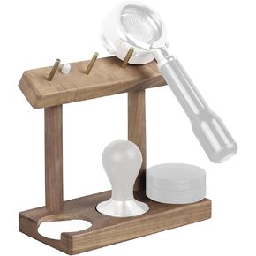Wood Coffee Portafilter Holder Tamper Station, Multifunctional Espresso Organizer for 51mm-58mm Tamper distributors Portafilter Espresso Machine Accessories Stand Rack