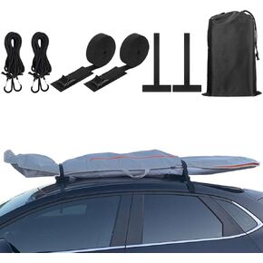 Universal Soft Roof Rack Pads - Luggage Carrier System with Kayak/Surfboard/SUP/Canoe Compatibility | Includes 2 Tie-Downs, 2 Quick Loop Straps, and Storage Bag (XL)