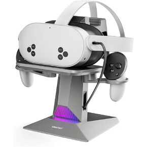 ANNAPRO CD1 Charging Dock for Meta Quest 3S/Quest 3/Quest 2, Retractable Charging Cable to Charge VR Headset, RGB Charging Station Accessories Compatible with Elite Strap and Controllers