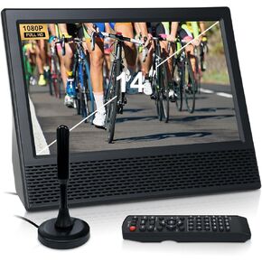 Docooler 14 inch Portable TV with Antenna, ATSC Digital TV Player with Remote Control, Mini Portable Car TV Television with Built-in 8800mAh Battery for Campervan, Camping, Outdoor, Car, Kitchen