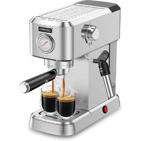 Machine Pokk Espresso ، 20 بار صانع إسبرسو محترف ، وعصا البخار الحليب المتوفرة لل Latte و Cappuccino ، آلة قهوة الإسبريسو الفولاذ المقاوم للصدأ المضغوط مع خزان مياه قابل للإزالة 50oz للمنزل in Kuwait