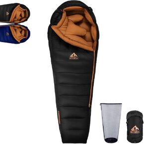 Ultralight Down Sleeping Bag for Cold Weather 45°F to -11°F, XXL Large Sleeping Bag Ideal for Camping, Hiking and Backpacking