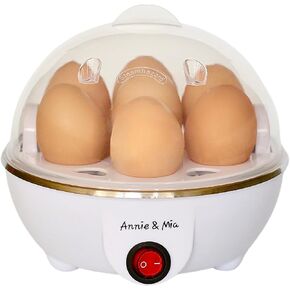 Annie & Mia Design Electric Egg Cooker, 7 Egg Capacity egg boiler, Soft, Medium, Hard Boiled Egg Poacher, egg steamer, Auto Shut-Off Function