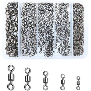 300pcs Fishing Swivels, Stainless Barrel Swivels Fishing Tackle for Saltwater Freshwater Fishing