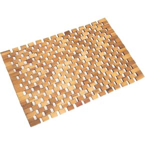 Acacia Wood Bath Mat - Non Slip Sturdy Wooden Bathroom Mat - Outdoor Wooden Shower Mat for Indoor & Outdoor Shower, Spa, Sauna, Cold Plunge, Camping 16" x 24"