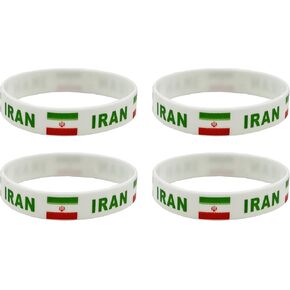 4 Pcs Iran Iranians Country Flag Rubber Bracelets, National Flag Silicone Bracelet, Rubber Wristbands Patriotic Decorations Gift