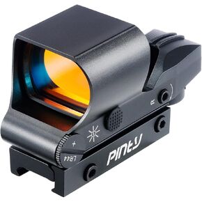 PINTY Red Dot Sight, 1x40 Reflex Sight with 2MOA Red Dot 8 Brightness Levels 4 Reticle Patterns for Picatinny Weaver Rails, Tactical Scope for Long Guns Hunting Rifles Pistols More, Batteries Incl