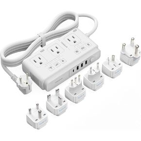 220V to 110V Voltage Converter, TESSAN Travel Converter with 4 USB Ports (1 USB C), 3 AC Outlet and EU UK AU IT in ZA International Power Adapter, Step Down Transformer Outlet Converters White