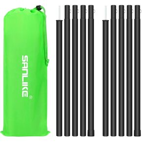 Tent Poles, SAN LIKE Aluminium Telescoping Adjustable Tarp Poles with Portable Bags, Heavy Duty Camping Tent Poles for Awnings Canopy Rain Fly Shelter Set of 2-(5 Sections with Adjustable Length)